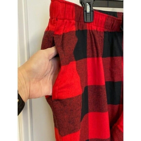 Old Navy 100% Cotton Red Buffalo Plaid Flannel Pajama Lounge Pants Size XL - Picture 5 of 8
